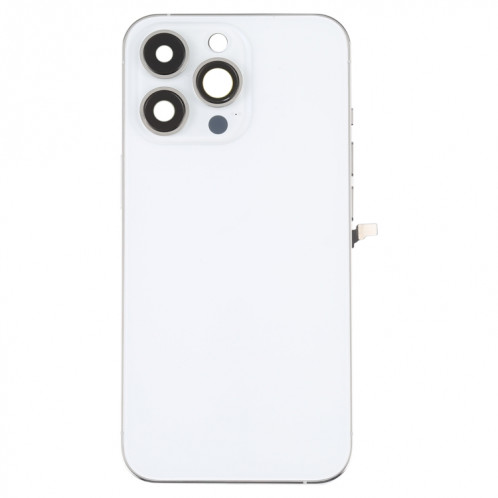 Coque arrière de batterie pour iPhone 13 Pro avec touches latérales et plateau de carte et câble flexible d'alimentation + volume et module de charge sans fil (blanc) SH08WL1070-07