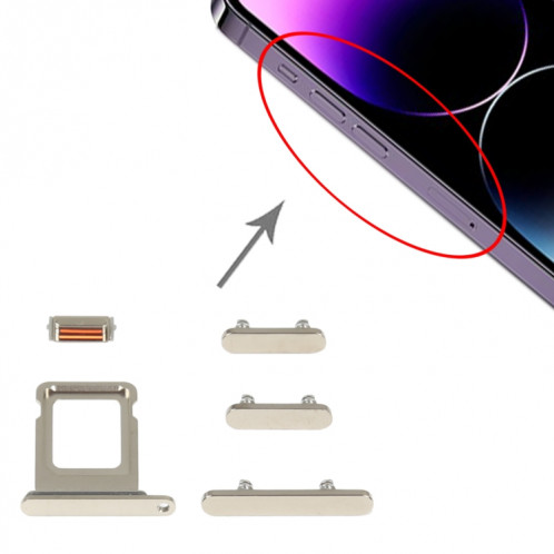 Tiroir carte SIM + Touches latérales pour iPhone 14 Pro Max (Or) SH044J1714-04