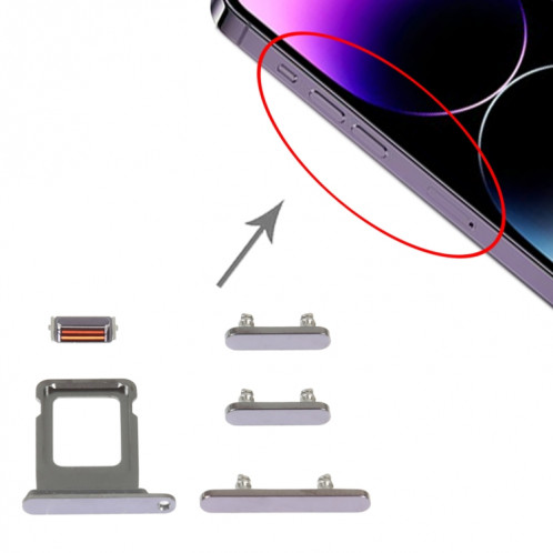 Tiroir carte SIM + Touches latérales pour iPhone 14 Pro Max (Violet) SH044P547-04