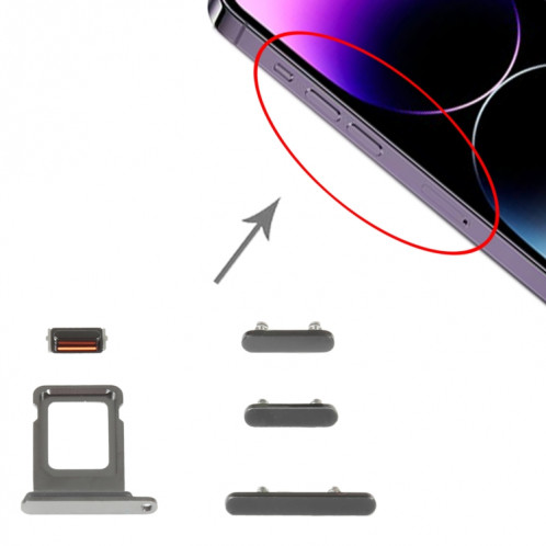 Tiroir Carte SIM + Touches Latérales pour iPhone 14 Pro (Noir) SH045B1006-04