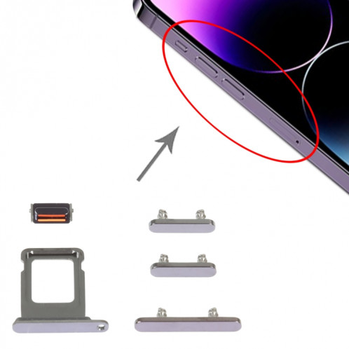 Tiroir Carte SIM + Touches Latérales pour iPhone 14 Pro (Violet) SH045P99-04