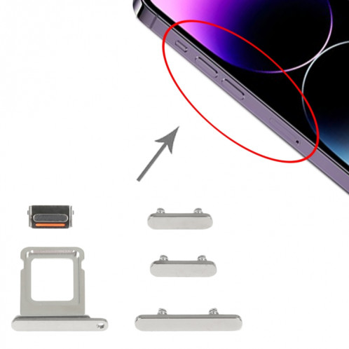 Tiroir carte SIM + Touches latérales pour iPhone 14 Pro (Argent) SH045S1836-04