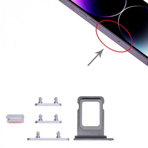 Plateau de carte SIM + plateau de carte SIM + touches latérales pour iPhone 14 Pro (Violet) SH060P1686-04
