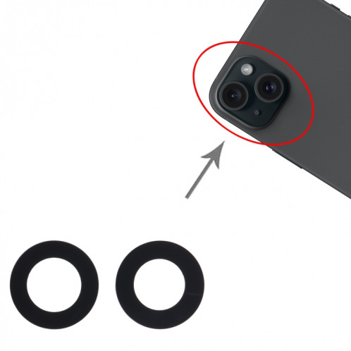 Pour iPhone 15 Objectif de caméra arrière 2 en 1 SH0011941-04