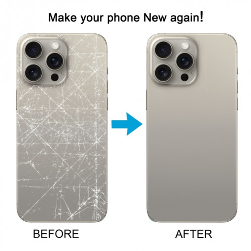 Pour iPhone 15 Pro Remplacement facile Grand trou de caméra Couvercle de batterie arrière en verre (Titane) SH4TCL461-07
