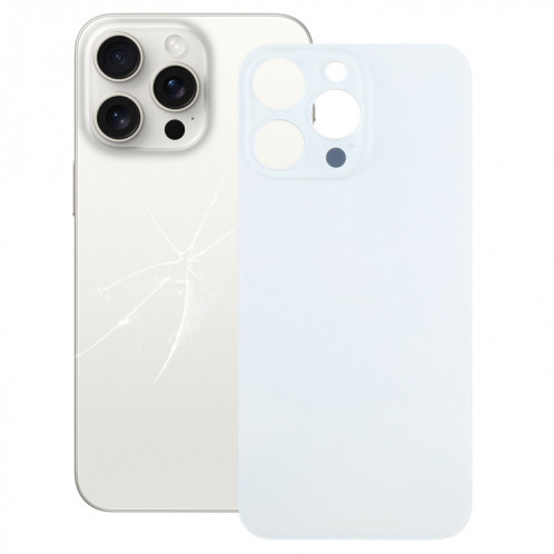 Pour iPhone 15 Pro Max Remplacement facile Grand trou de caméra Couvercle de batterie arrière en verre (blanc) SH45WL1911-07