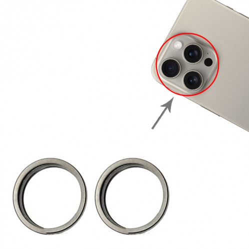 Pour iPhone 15 Pro / 15 Pro Max 3 pièces/ensemble lentille en verre de caméra arrière anneau de protection extérieur en métal (or) SH079J211-02