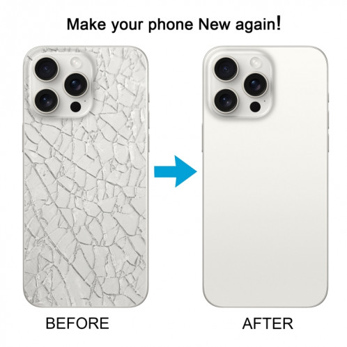 Pour iPhone 15 Pro Couvercle arrière de la batterie en verre avec couvercle d'objectif d'appareil photo (blanc) SH86WL1928-07