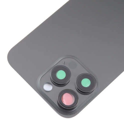 Pour iPhone 15 Pro Max Couvercle arrière de la batterie en verre avec couvercle d'objectif d'appareil photo (noir) SH87BL1516-07