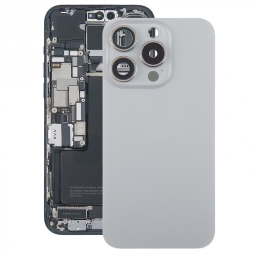 Pour iPhone 15 Pro Max Couvercle arrière de la batterie en verre avec couvercle d'objectif d'appareil photo (gris) SH87HL817-07