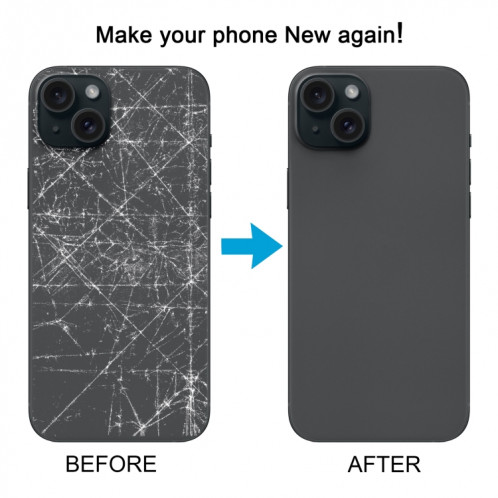 Pour iPhone 15 Couvercle arrière de la batterie avec couvercle d'objectif d'appareil photo + aimant MagSafe (noir) SH03BL761-07