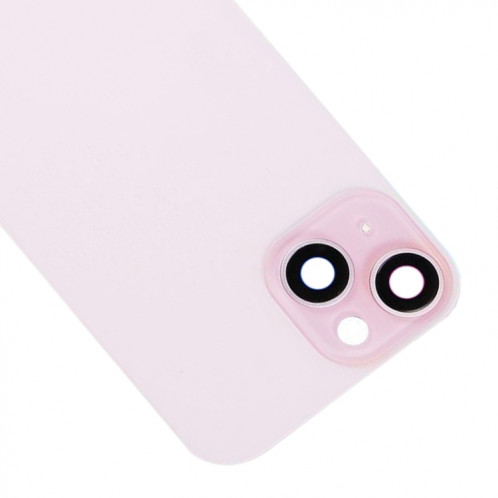 Pour iPhone 15 Plus Couvercle arrière de batterie en verre avec support de flash + module de chargement sans fil (rose) SH09FL1591-07