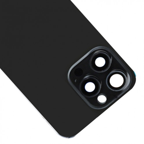 Pour iPhone 15 Pro Max Couvercle arrière de batterie en verre avec support de flash + module de chargement sans fil (noir) SH10BL115-07