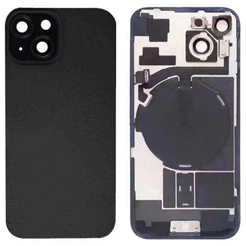 For iPhone 15 Glass Battery Back Cover with Flash Bracket + Wireless Charging Module(Black) SH14BL733-07