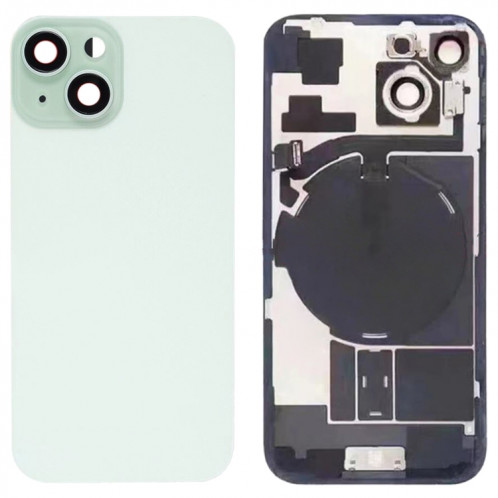 Pour iPhone 15 Couvercle arrière de batterie en verre avec support de flash + module de chargement sans fil (vert) SH14GL1994-07