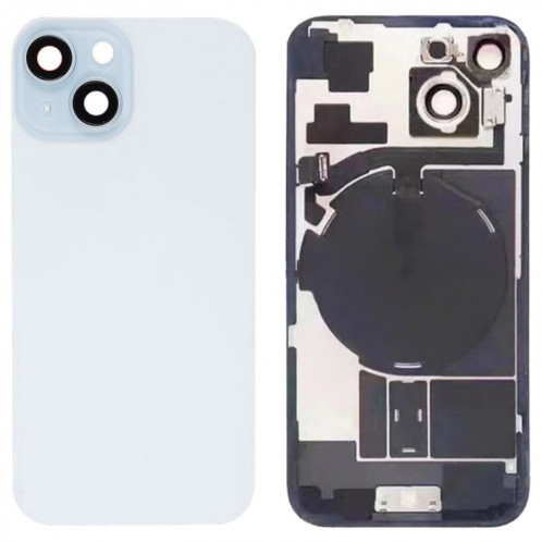 Pour iPhone 15 Couvercle arrière de batterie en verre avec support de flash + module de chargement sans fil (bleu) SH14LL1470-07