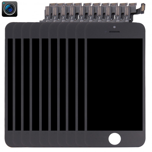 10 PCS iPartsAcheter 4 en 1 pour iPhone 5s (caméra frontale + LCD + cadre + pavé tactile) Assembleur de numériseur (noir) S192BT1985-09