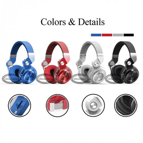 Bluedio T2 + Turbine sans fil Bluetooth 4.1 casque stéréo casque avec micro et fente pour carte Micro SD et radio FM, Pour iPhone, Samsung, Huawei, Xiaomi, HTC et autres smartphones, tous les appareils audio (noir) SB128B1371-013