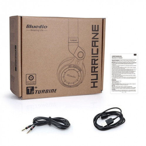Bluedio T2 + Turbine sans fil Bluetooth 4.1 casque stéréo casque avec micro et fente pour carte Micro SD et radio FM, Pour iPhone, Samsung, Huawei, Xiaomi, HTC et autres smartphones, tous les appareils audio (noir) SB128B1371-013