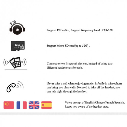 Bluedio T2 + Turbine sans fil Bluetooth 4.1 casque stéréo casque avec micro et fente pour carte Micro SD et radio FM, Pour iPhone, Samsung, Huawei, Xiaomi, HTC et autres smartphones, tous les appareils audio (noir) SB128B1371-013