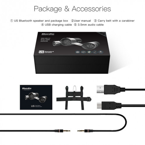 Bluedio US Système sans fil de haut-parleur satellite Bluetooth avec micro (noir) SB131B1841-016