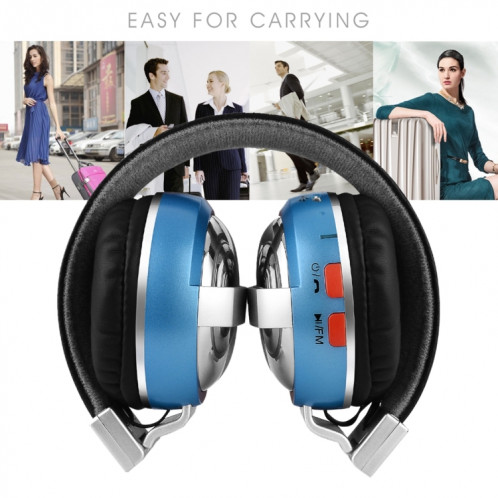 BTH-868 Stéréo Qualité du son V4.2 Casque Bluetooth, Distance Bluetooth: 10m, Support 3.5mm Audio Input & FM (Bleu) SH158L1537-07