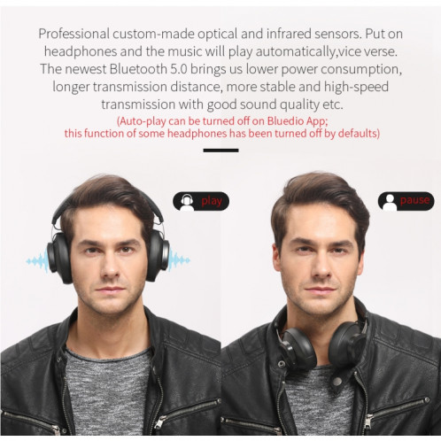 Casque Bluetooth Bluedio TMS Version 5.0 Le casque Bluetooth peut connecter des données cloud à l'application (noir) SB317B1208-016