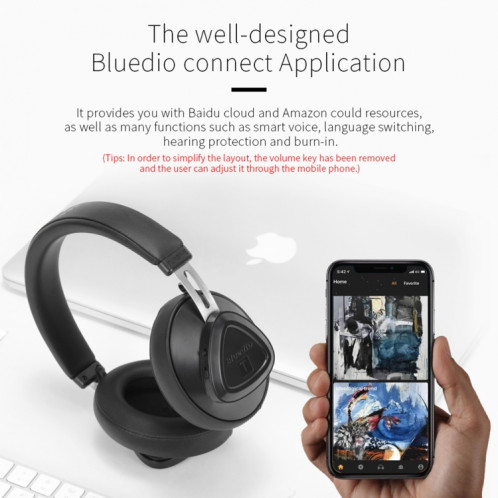 Le casque Bluetooth Bluedio TMS Version 5.0 Bluetooth peut connecter des données cloud à l'application (jaune) SB317Y326-016