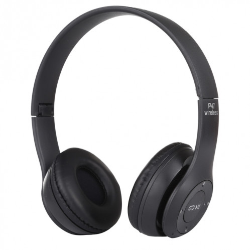 Casque Bluetooth sans fil pliable P47 avec prise audio 3,5 mm, prise en charge MP3 / FM / appel (noir) SH454B1912-010