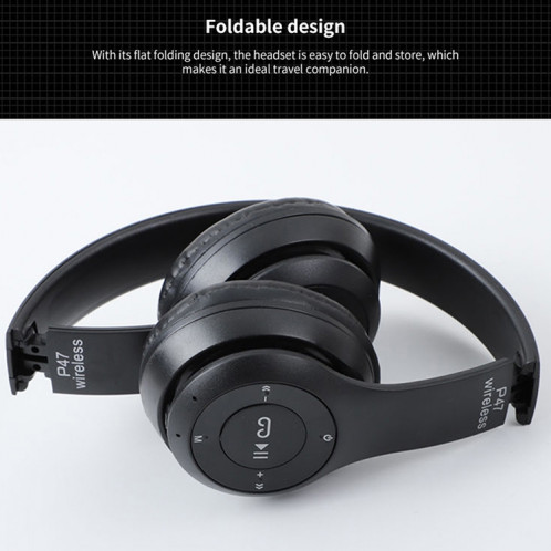 Casque Bluetooth sans fil pliable P47 avec prise audio 3,5 mm, prise en charge MP3 / FM / appel (vert) SH454G1545-010