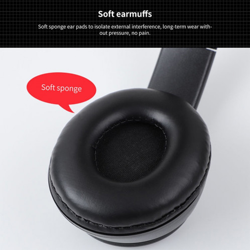 Casque Bluetooth sans fil pliable P47 avec prise audio 3,5 mm, prise en charge MP3 / FM / appel (vert) SH454G1545-010
