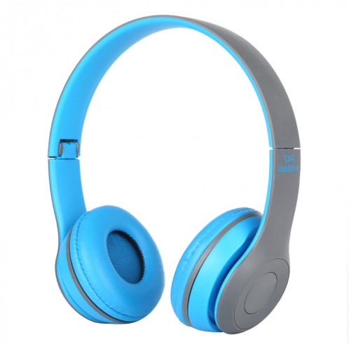 Casque Bluetooth sans fil pliable P47 avec prise audio 3,5 mm, prise en charge MP3 / FM / appel (bleu) SH454L1713-010