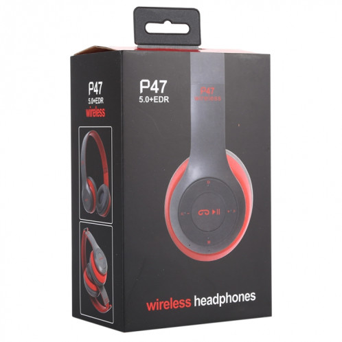 P47 sans fil Bluetooth Pliable casque avec audio jack 3,5 mm, support MP3 / FM / Appel (Rouge) SH454R1854-010