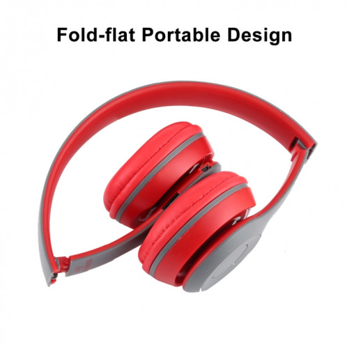 P47 sans fil Bluetooth Pliable casque avec audio jack 3,5 mm, support MP3 / FM / Appel (Rouge) SH454R1854-010