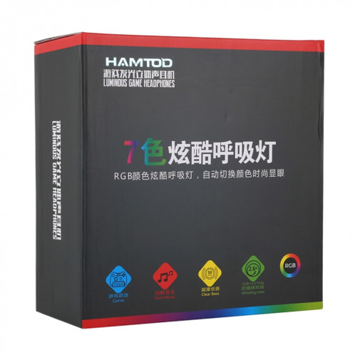 Casque de jeu filaire HAMTOD V6800 double 3,5 mm + interface USB, longueur du câble: 2,1 m SH0510382-013
