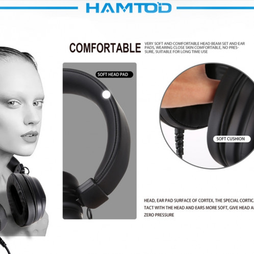 Casque de jeu filaire HAMTOD V6800 double 3,5 mm + interface USB, longueur du câble: 2,1 m SH0510382-013