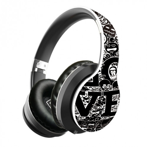 Casque d'écoute sans fil Bluetooth V5.0 B1 Graffiti Pattern (noir blanc) SH11BW1725-016