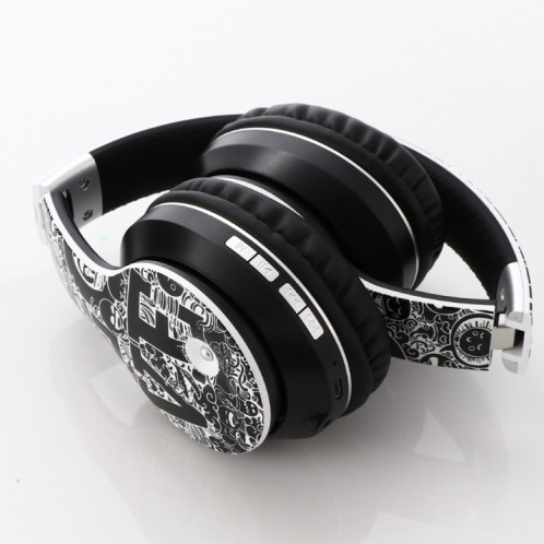 Casque Bluetooth V5.0 sans fil à motif Graffiti B1 (rouge) SH611R1690-016