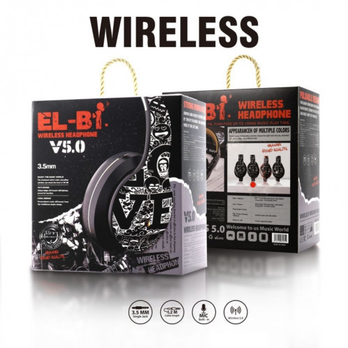 Casque Bluetooth V5.0 sans fil à motif Graffiti B1 (rouge) SH611R1690-016