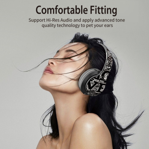 Casque Bluetooth V5.0 sans fil à motif Graffiti B1 (rouge) SH611R1690-016