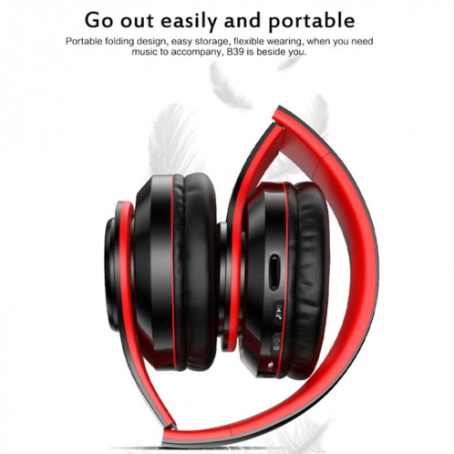Casque d'écoute sans fil Bluetooth V5.0 B39 (rouge) SH614R1159-016
