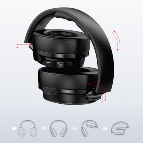awei A780BL Bluetooth 5.0 casque Bluetooth sans fil basse pliable avec prise auxiliaire 3,5 mm SA0711926-07