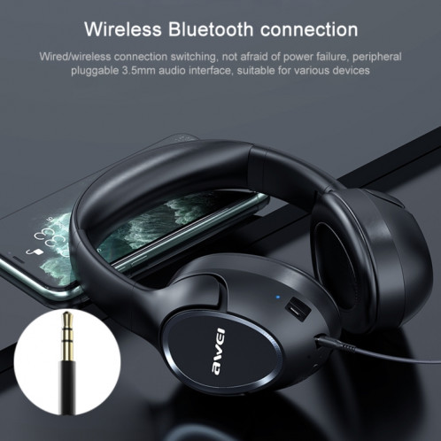 Casque Bluetooth sans fil Bluetooth 5.0 AWEI A770BL (noir) SA714B352-013