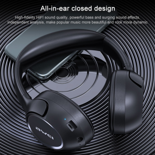 Casque Bluetooth sans fil Bluetooth 5.0 AWEI A770BL (noir) SA714B352-013