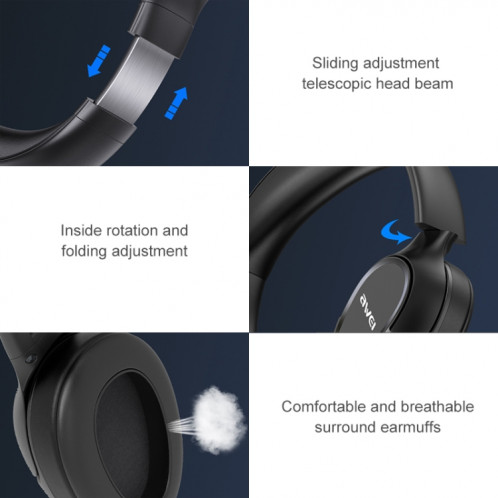 Casque Bluetooth sans fil Bluetooth 5.0 AWEI A770BL (noir) SA714B352-013