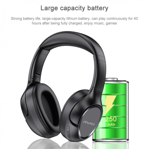 Casque Bluetooth sans fil Bluetooth 5.0 AWEI A770BL (noir) SA714B352-013