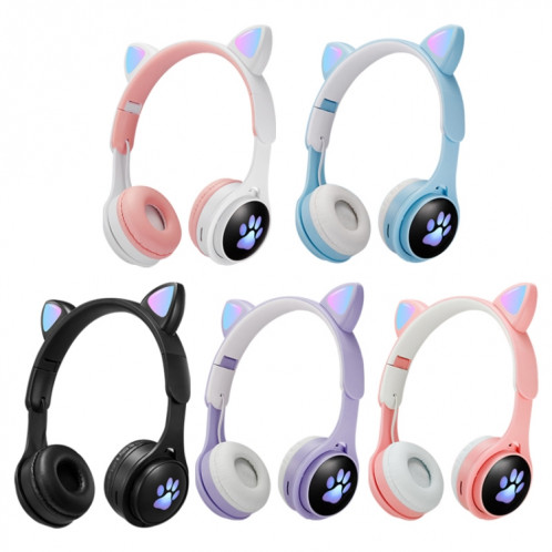 B30 chat chat oreilles chat oreilles de chat coloré Casque Bluetooth pliable lumineux avec fente de carte Jack & TF de 3,5 mm (bleu) SH930L1192-07