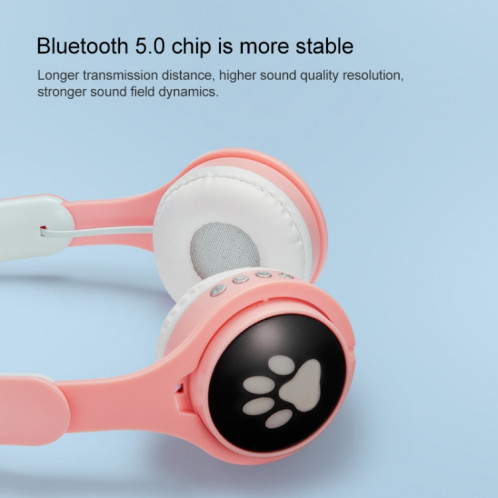 B30 chat chat oreilles chat oreilles de chat coloré Casque Bluetooth pliable lumineux avec fente de carte Jack & TF de 3,5 mm (bleu) SH930L1192-07