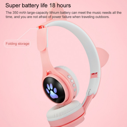 B30 chat chat oreilles chat oreilles de chat coloré casque bluetooth pliable lumineux avec fente de carte Jack & TF de 3,5 mm (noir) SH930B534-07