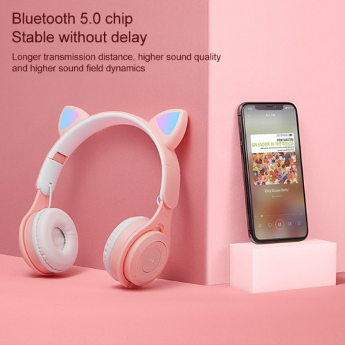 M6 oreilles chat lumineuses oreilles de chat à deux couleurs casque Bluetooth pliable avec fente de carte Jack & TF de 3,5 mm (bleu) SH931L1191-08